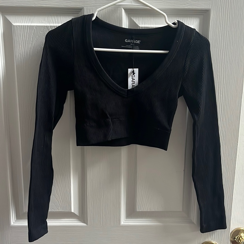 WOMENS black long sleeve seamless top from Garage in xs